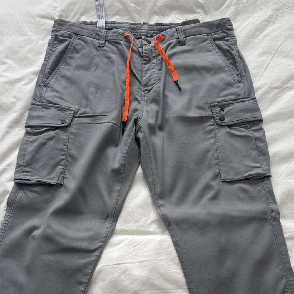 Mason’s Men's Gray Cargo Pants with Orange Accents